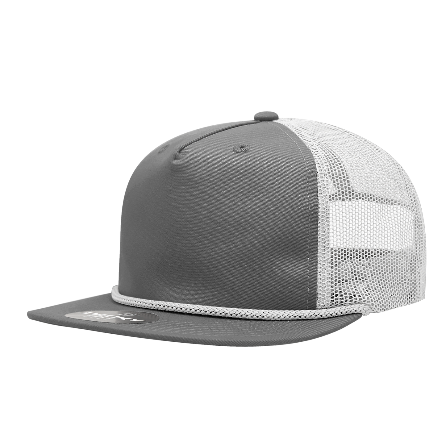Decky-6041-5 Panel High Profile Relaxed Cotton Blend Trucker w/Rope