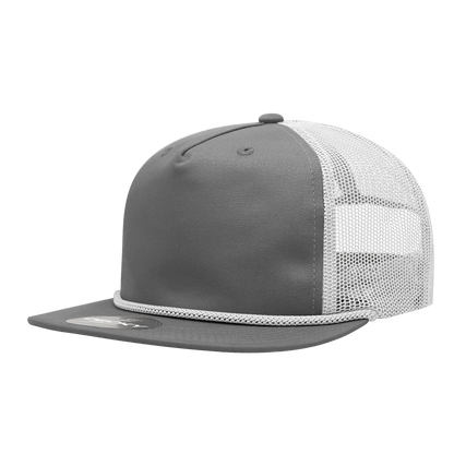 Decky-6041-5 Panel High Profile Relaxed Cotton Blend Trucker w/Rope