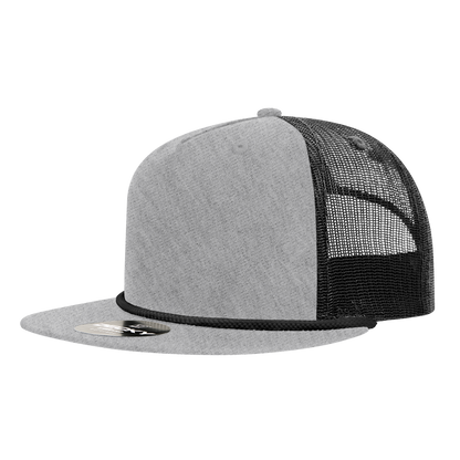 Decky-6041-5 Panel High Profile Relaxed Cotton Blend Trucker w/Rope