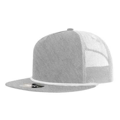 Decky-6041-5 Panel High Profile Relaxed Cotton Blend Trucker w/Rope
