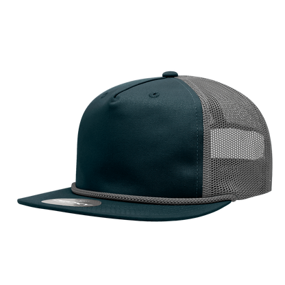 Decky-6041-5 Panel High Profile Relaxed Cotton Blend Trucker w/Rope