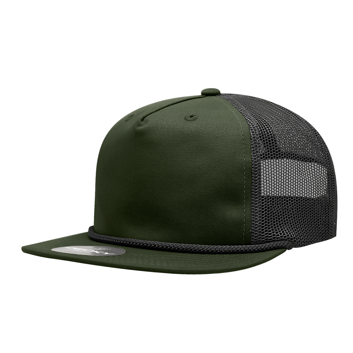 Decky-6041-5 Panel High Profile Relaxed Cotton Blend Trucker w/Rope