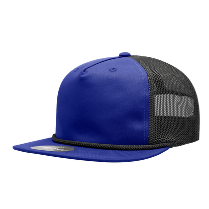 Decky-6041-5 Panel High Profile Relaxed Cotton Blend Trucker w/Rope