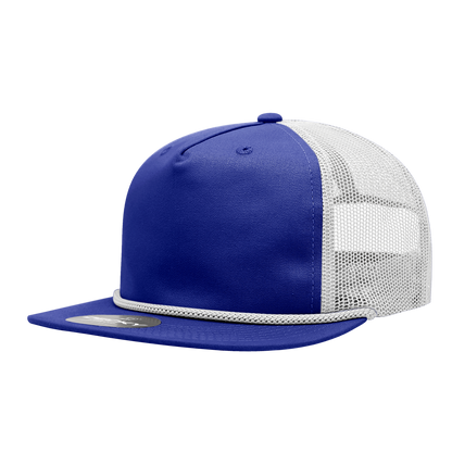 Decky-6041-5 Panel High Profile Relaxed Cotton Blend Trucker w/Rope