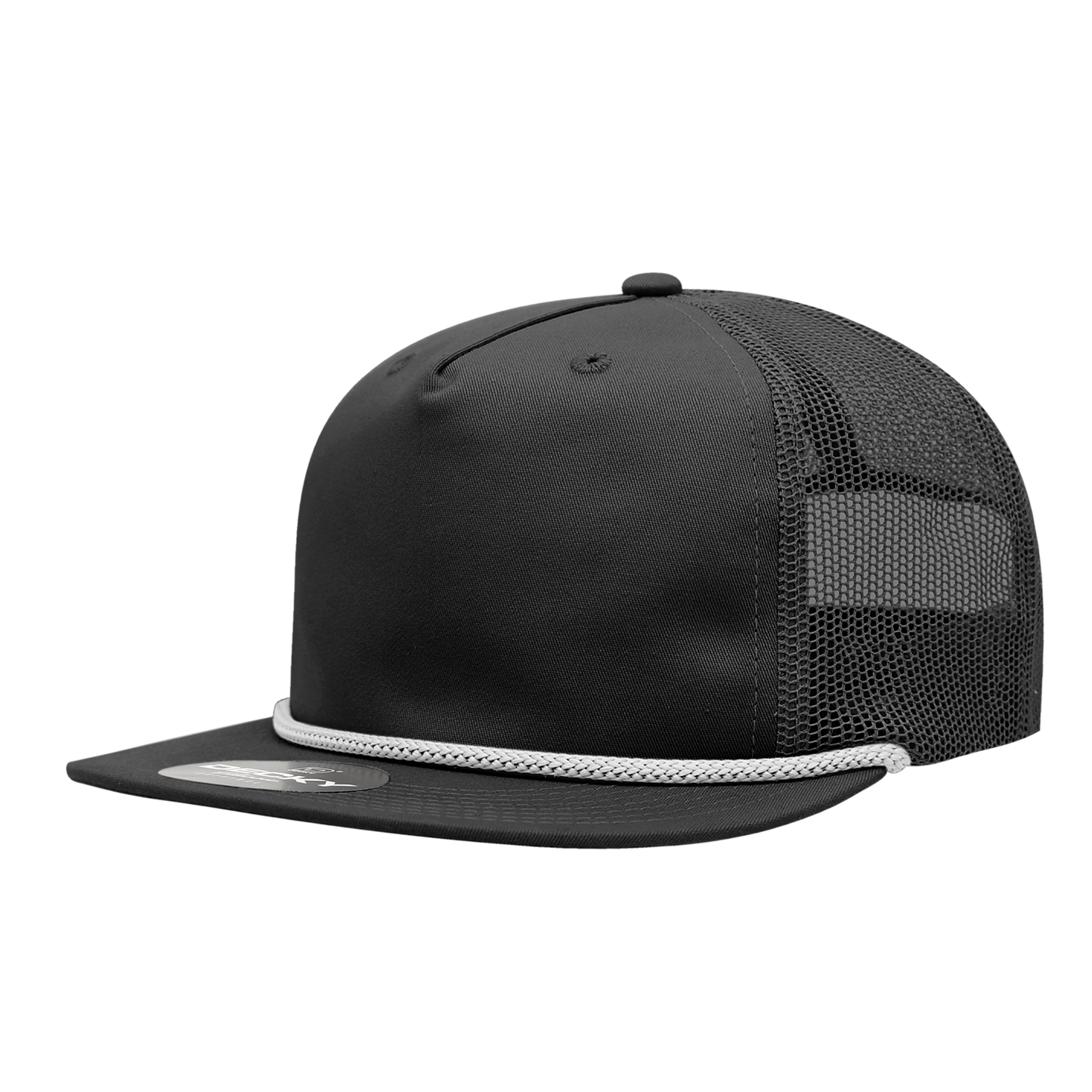 Decky-6041-5 Panel High Profile Relaxed Cotton Blend Trucker w/Rope