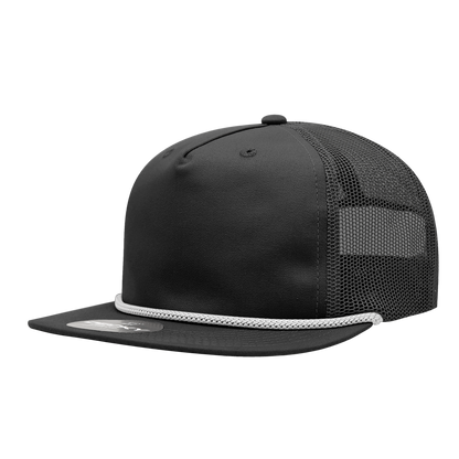 Decky-6041-5 Panel High Profile Relaxed Cotton Blend Trucker w/Rope