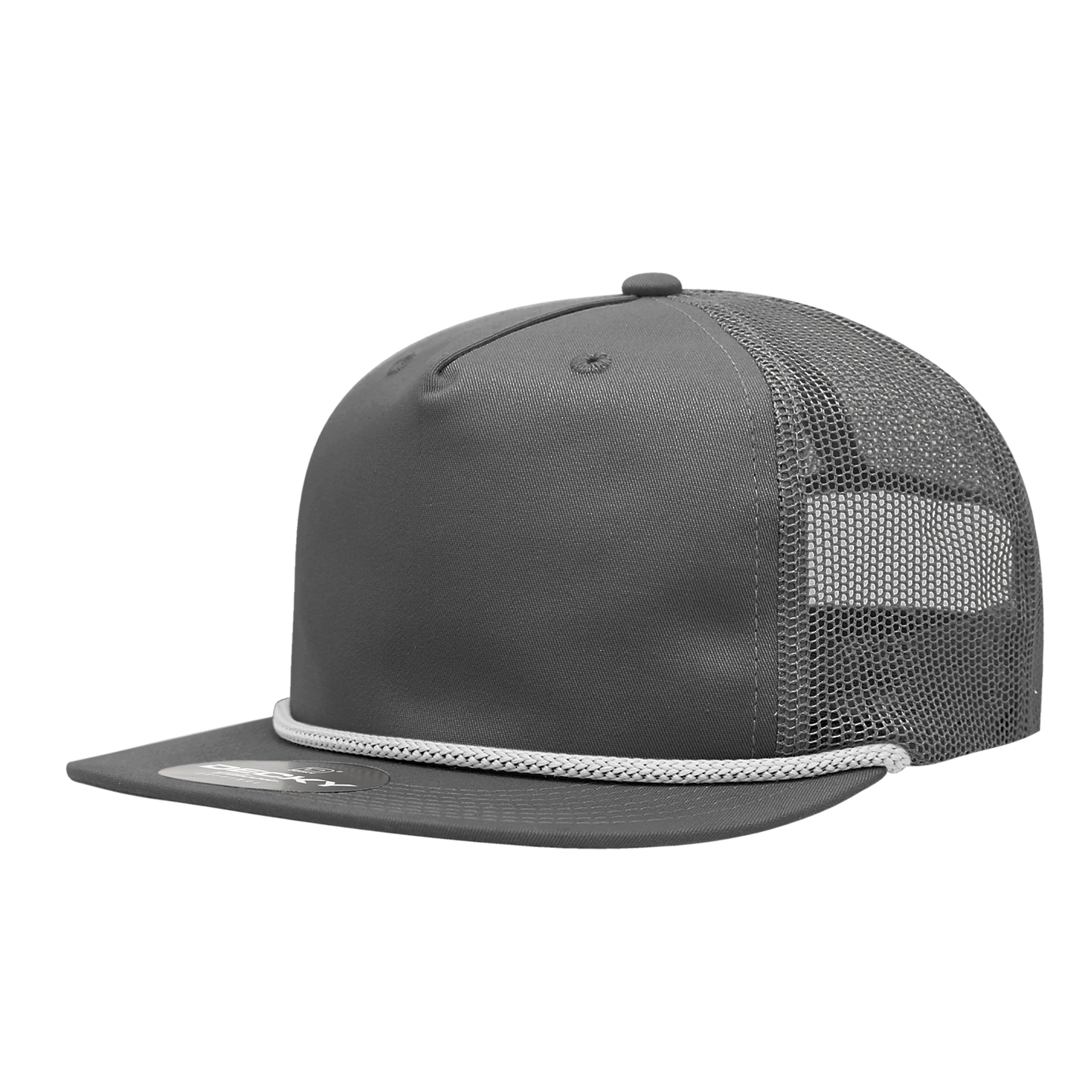 Decky-6041-5 Panel High Profile Relaxed Cotton Blend Trucker w/Rope