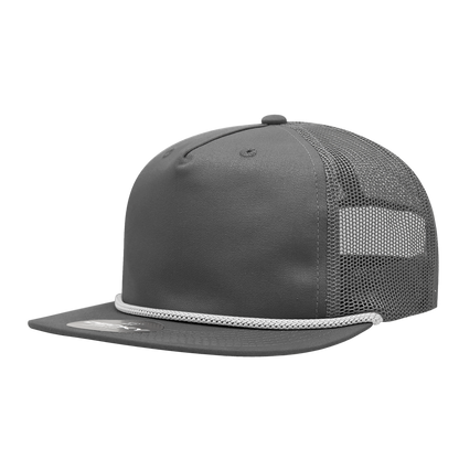 Decky-6041-5 Panel High Profile Relaxed Cotton Blend Trucker w/Rope