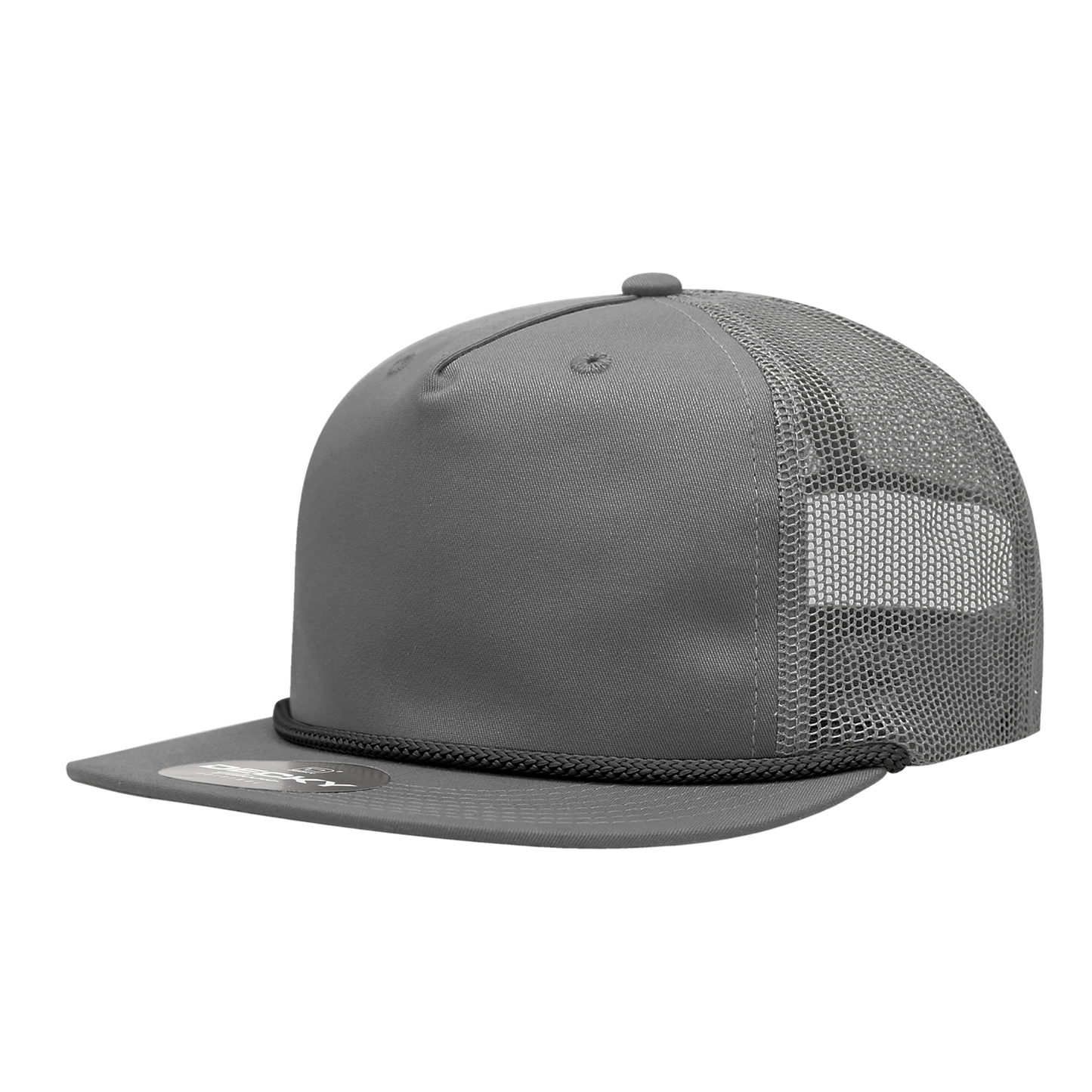 Decky-6041-5 Panel High Profile Relaxed Cotton Blend Trucker w/Rope