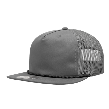 Decky-6041-5 Panel High Profile Relaxed Cotton Blend Trucker w/Rope