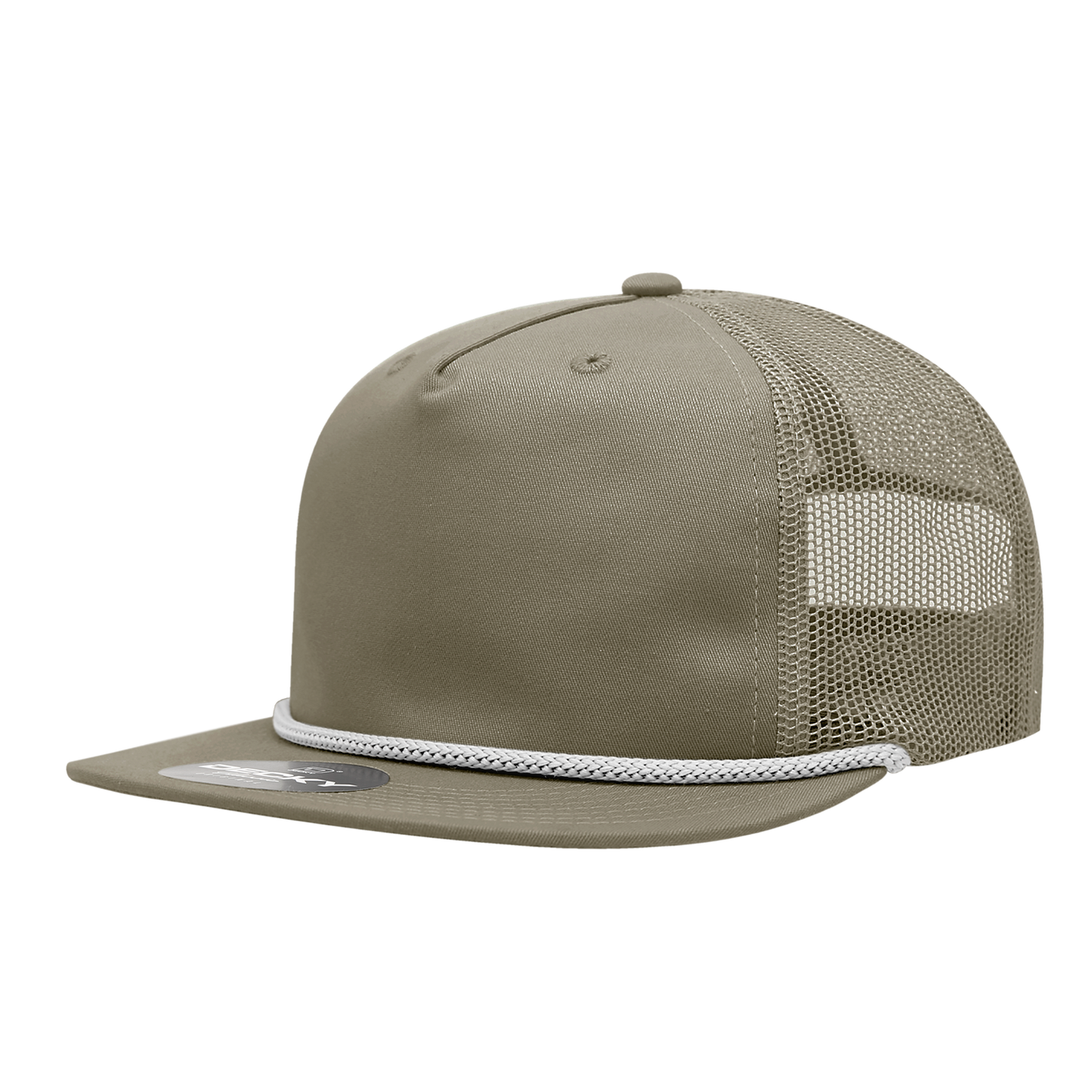 Decky-6041-5 Panel High Profile Relaxed Cotton Blend Trucker w/Rope