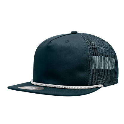 Decky-6041-5 Panel High Profile Relaxed Cotton Blend Trucker w/Rope
