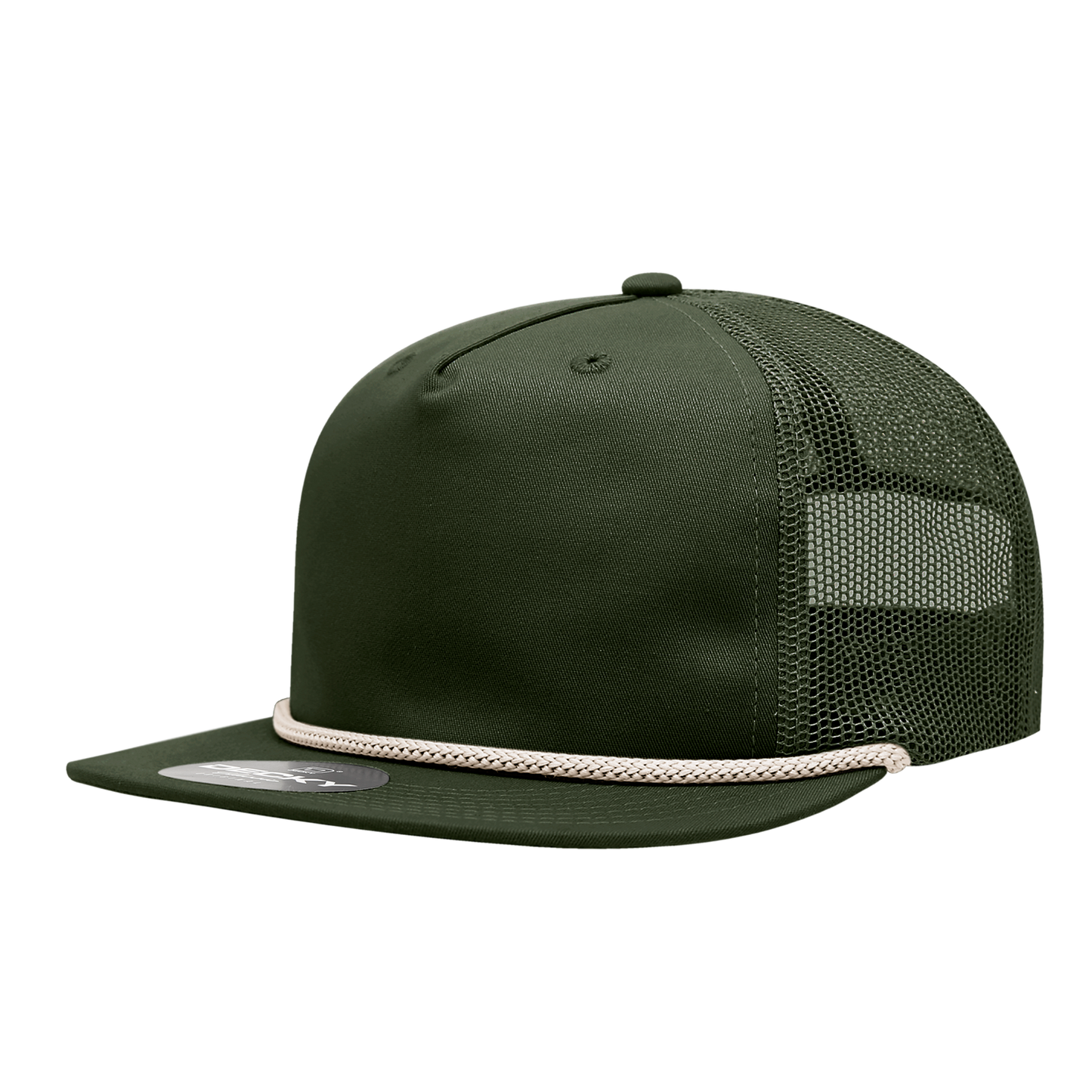 Decky-6041-5 Panel High Profile Relaxed Cotton Blend Trucker w/Rope