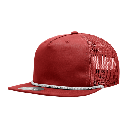 Decky-6041-5 Panel High Profile Relaxed Cotton Blend Trucker w/Rope
