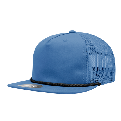 Decky-6041-5 Panel High Profile Relaxed Cotton Blend Trucker w/Rope