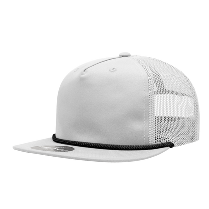 Decky-6041-5 Panel High Profile Relaxed Cotton Blend Trucker w/Rope