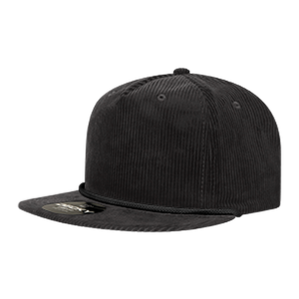 Decky 5 Panel High Profile Relaxed Corduroy Rope Hat – 6043 - Black