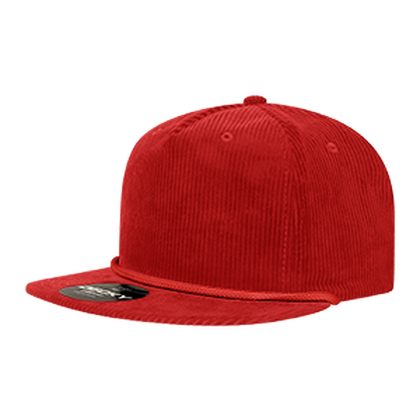 Decky 5 Panel High Profile Relaxed Corduroy Rope Hat – 6043 - Red