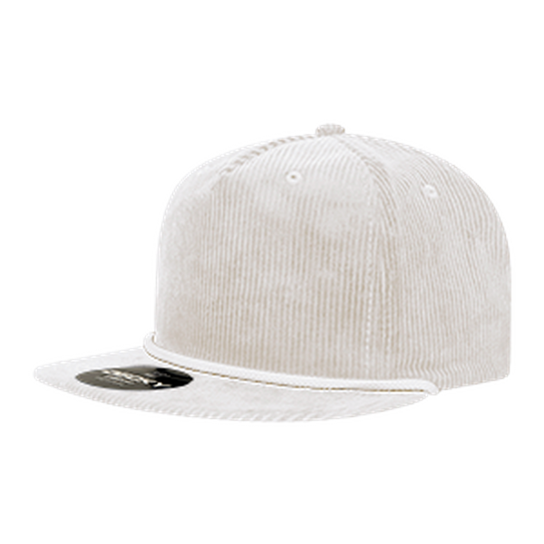 Decky 5 Panel High Profile Relaxed Corduroy Rope Hat – 6043 - WHITE