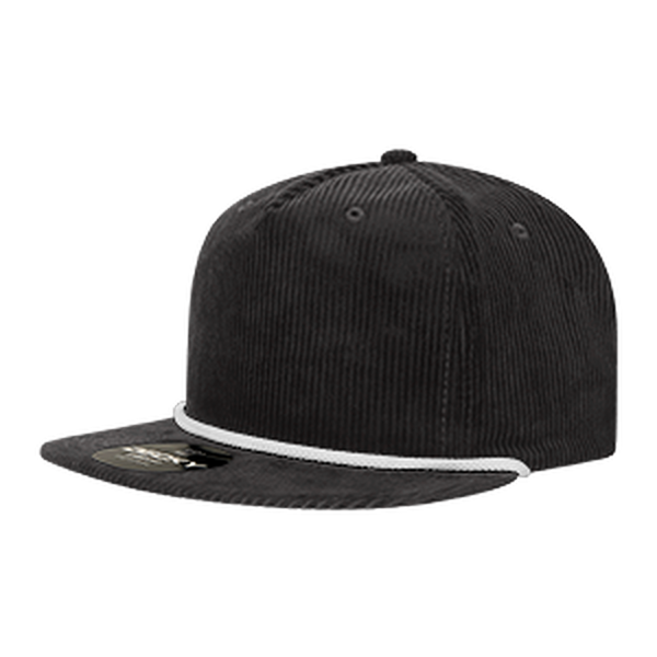 Decky 5 Panel High Profile Relaxed Corduroy Rope Hat – 6043 - Black/White