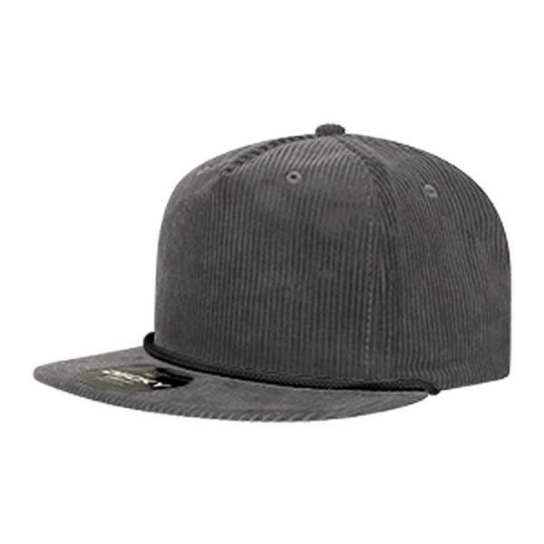 Decky 5 Panel High Profile Relaxed Corduroy Rope Hat – 6043 - Charcoal/Black