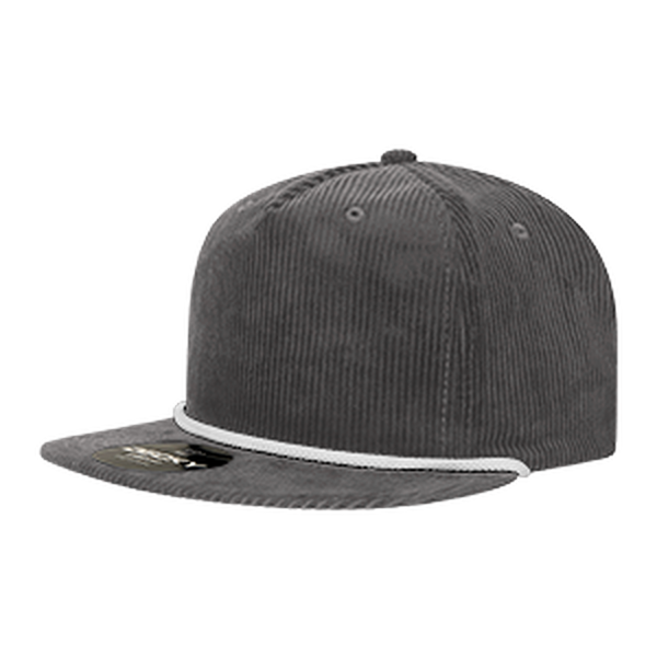 Decky 5 Panel High Profile Relaxed Corduroy Rope Hat – 6043 - Charcoal/White