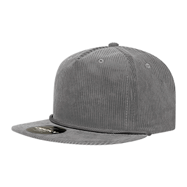 Decky 5 Panel High Profile Relaxed Corduroy Rope Hat – 6043 - Grey/Charcoal