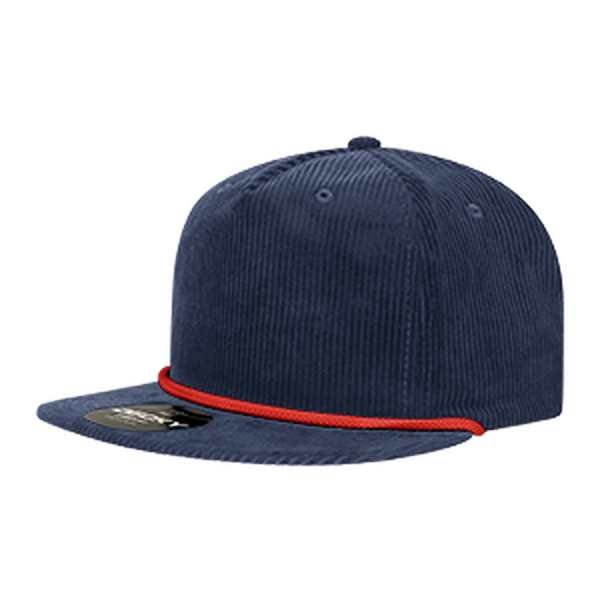 Decky 5 Panel High Profile Relaxed Corduroy Rope Hat – 6043 - Navy/Red