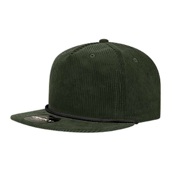 Decky 5 Panel High Profile Relaxed Corduroy Rope Hat – 6043 - Olive/Black