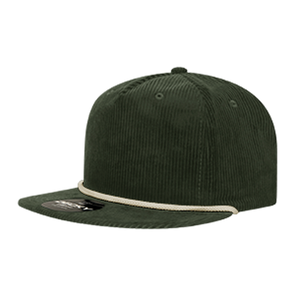 Decky 5 Panel High Profile Relaxed Corduroy Rope Hat – 6043 - Olive/Ivory
