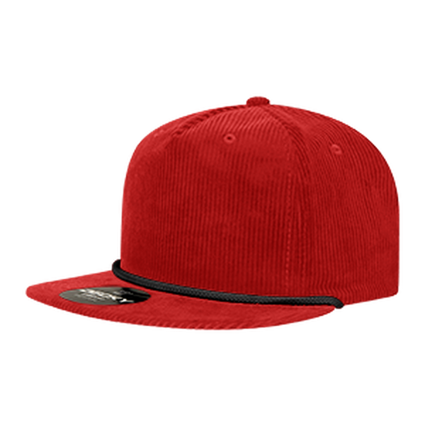 Decky 5 Panel High Profile Relaxed Corduroy Rope Hat – 6043 - Red/Black