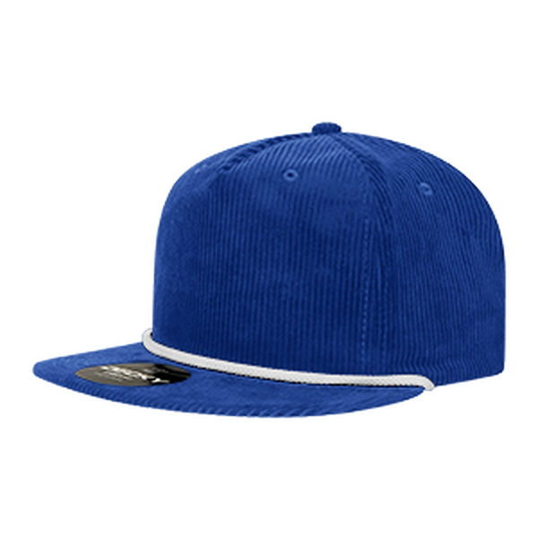Decky 5 Panel High Profile Relaxed Corduroy Rope Hat – 6043 - Royal/White