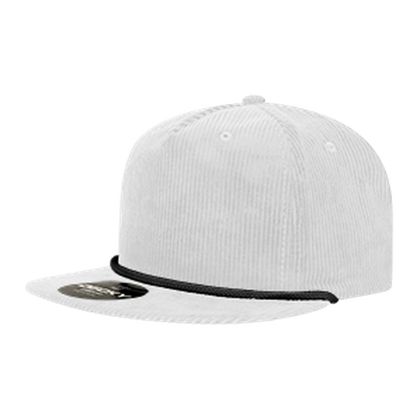 Decky 5 Panel High Profile Relaxed Corduroy Rope Hat – 6043 - White/Black
