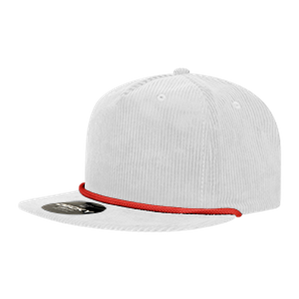 Decky 5 Panel High Profile Relaxed Corduroy Rope Hat – 6043 - White/Red