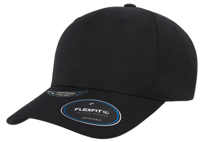 Flexfit NU Adjustable Cap, 6-Panel, Mid Profile, Structured, Black