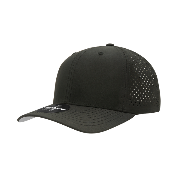 Decky-6227-6 Panel Mid Profile Structured Perforated Performance Cap - Black
