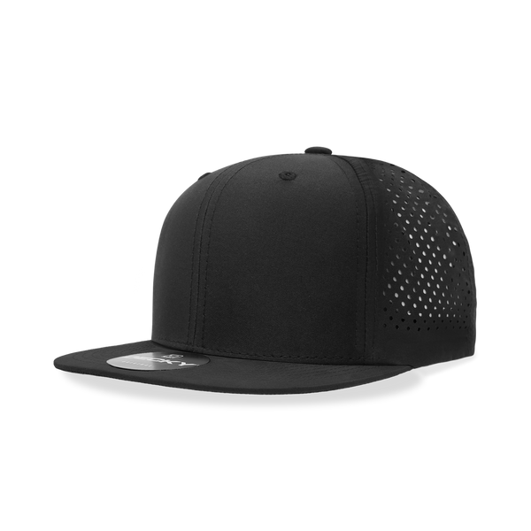 Decky-6228-6 Panel High Profile Structured Perforated Performance Snapback - Black