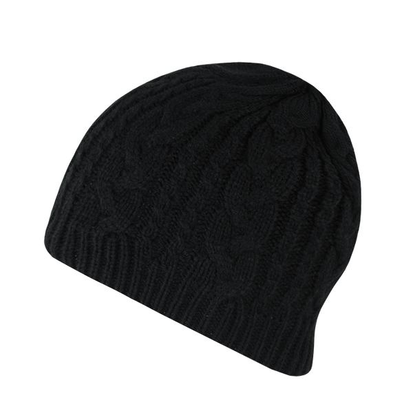 Braidy Knit Beanie – Classic Cable Knit Winter Cap - Black