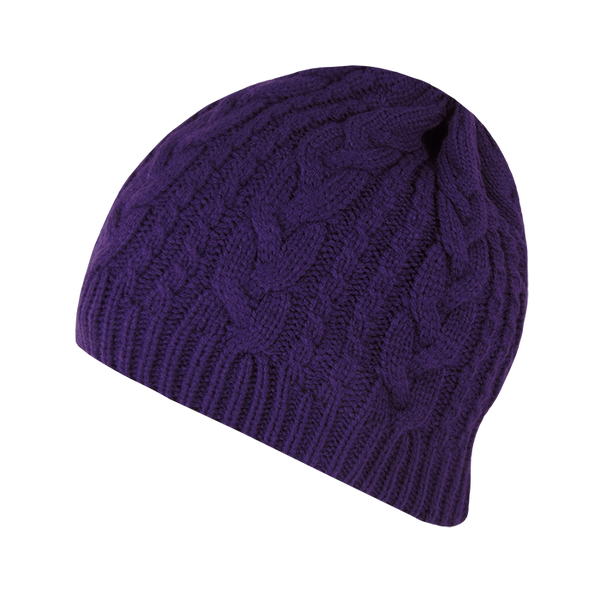 Braidy Knit Beanie – Classic Cable Knit Winter Cap - Purple