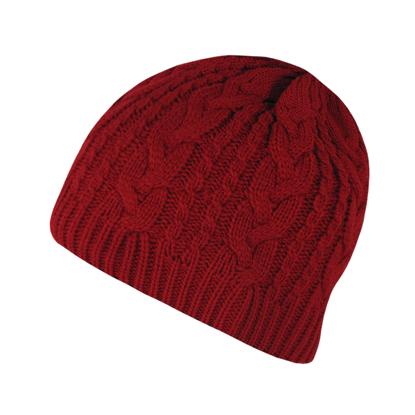 Braidy Knit Beanie – Classic Cable Knit Winter Cap - Red