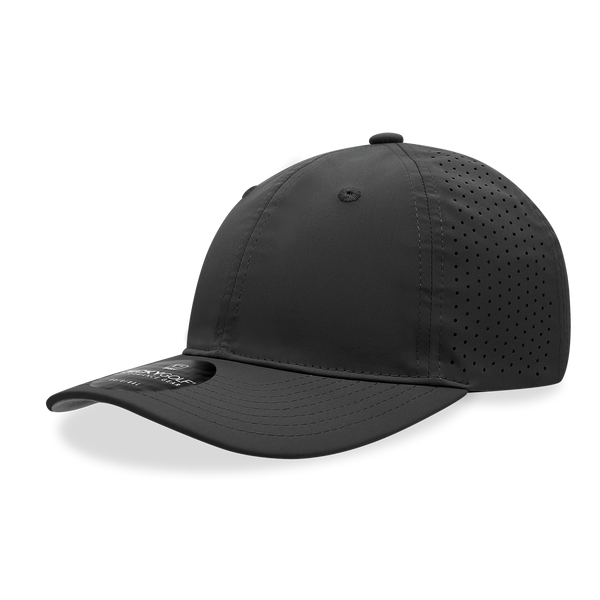 Decky-6413-6 Panel Relaxed Perforated Cap – Adjustable Lightweight Sport Hat - Black