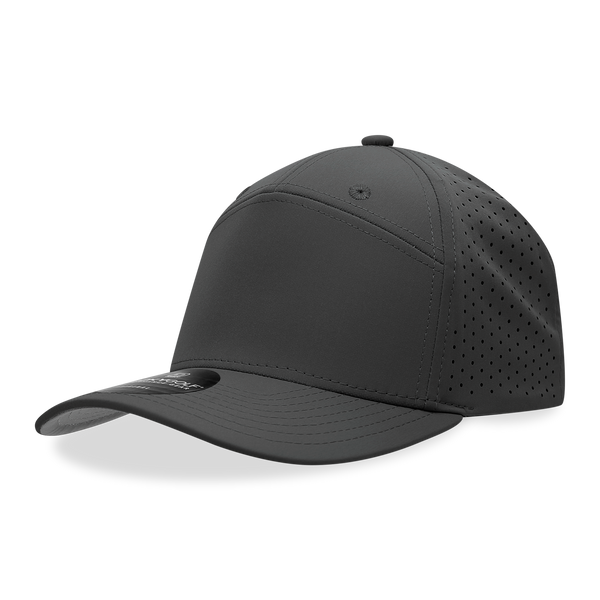 Decky-6416-7 Panel Perforated Cap – Breathable Streetwear Headwear - Black