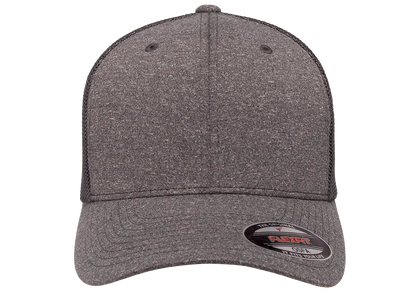 Flexfit Melange Trucker Cap, Dark Heather/Black, One Size | 6311-DHBK-ONE