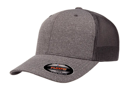 Flexfit Melange Trucker Cap, Dark Heather/Black, One Size | 6311-DHBK-ONE