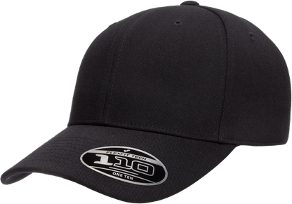 Flexfit 110 Pro-Formance Cap, Moisture-Wicking, Hook & Loop, Black | 110C-BK-ONE