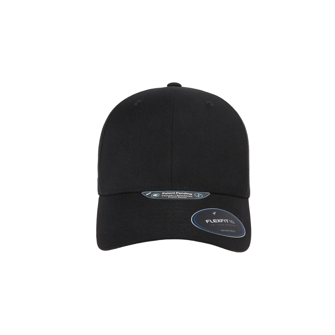 Flexfit NU Adjustable Cap, 6-Panel, Mid Profile, Structured, Black