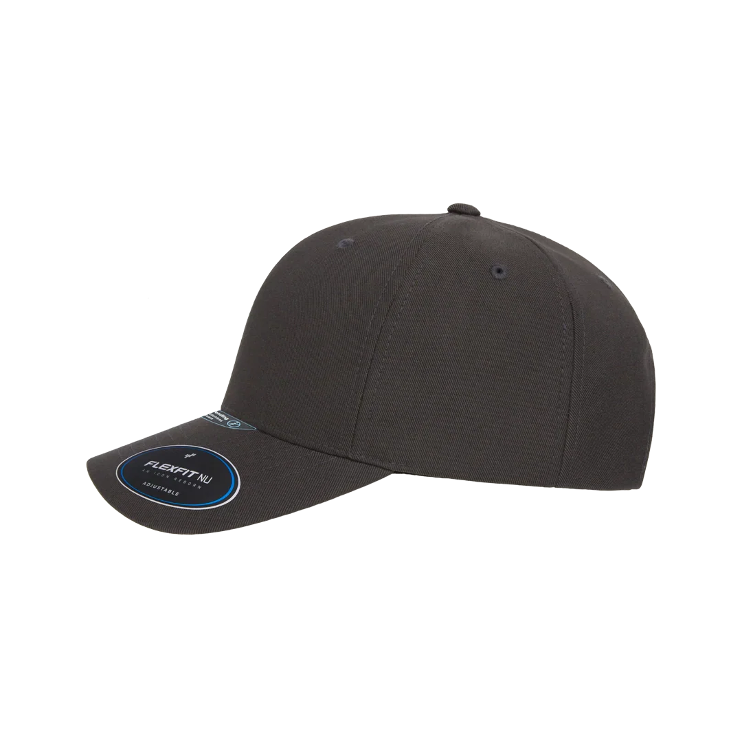 Flexfit NU Adjustable Cap, 6-Panel, Mid Profile, Structured, Black