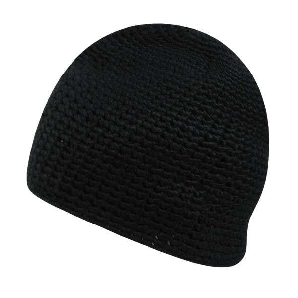 Door Mat Beanie – Textured Knit Winter Cap - Black