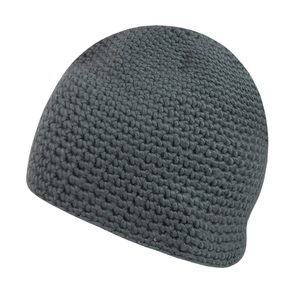Door Mat Beanie – Textured Knit Winter Cap - Grey