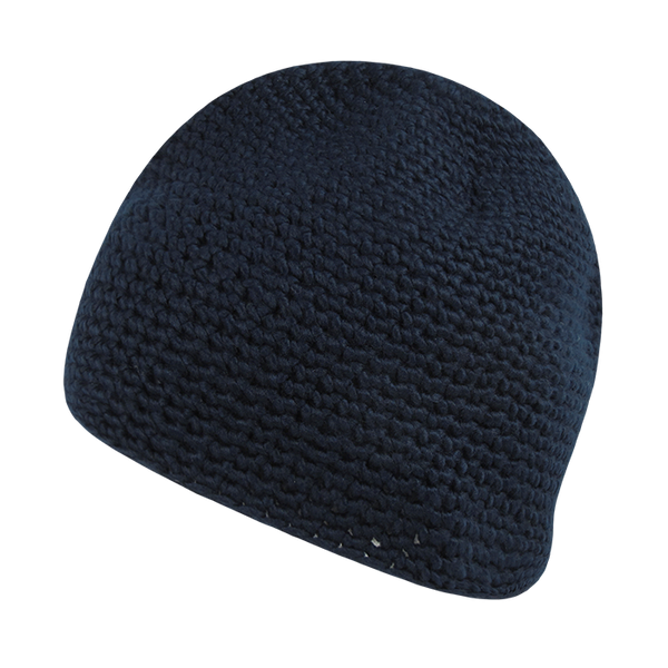 Door Mat Beanie – Textured Knit Winter Cap - Navy